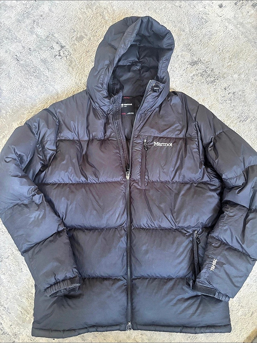 Marmot 700 Fill Hooded Puffer Jacket Black XL Like New